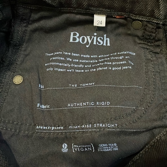 BOYISH the Tommy black denim button up high rise straight cropped jeans.  24 - Picture 9 of 11